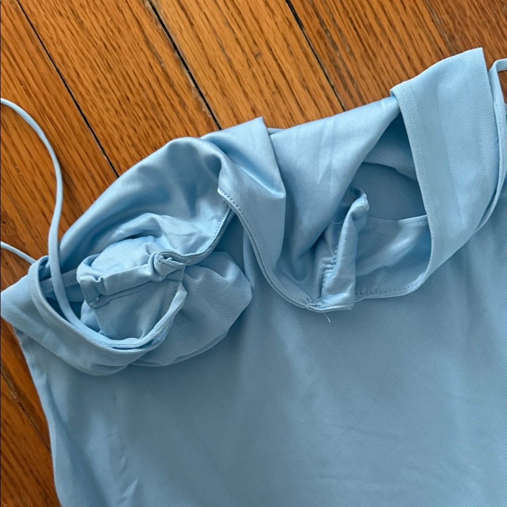 AFRM Light Blue Asymmetrical Ruffle Dress - Picture 3 of 5